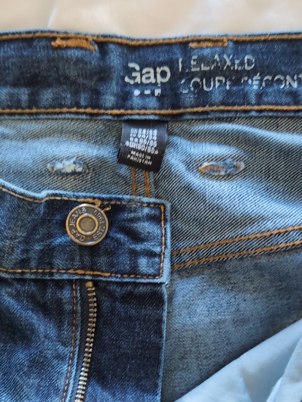 GAP Dark Blue Denim Jeans with Orange Stitching 34x34